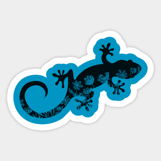 Floral Gecko Sticker by RefinedApparelLTD